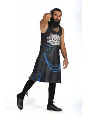 Black Exotic Hybrid Leather Kilt