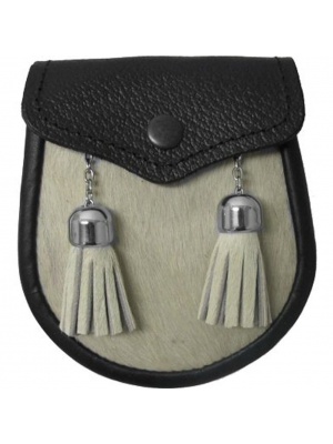 Escarcelle Blanc De La Peau De Vache Des Garçons Avec Deux Glands - Ceinture Gratuite D'escarcelle