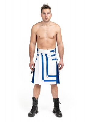 Kilt utilitaire bicolore blanc et bleu