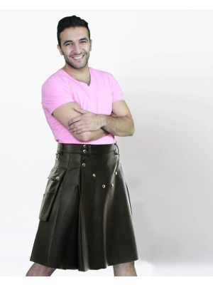 Kilt En Cuir De Luxe Avec Des Poches Élégantes