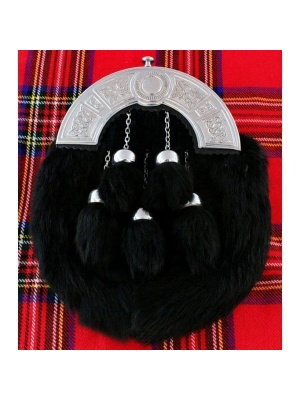 Escarcelle De Cérémonie 5 Tessel De Fourrure De Noir De Lapin