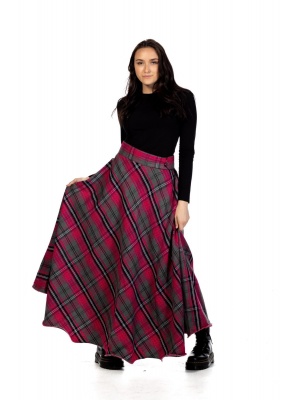 Long Tartan Skirt - Button Zipped