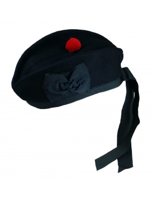 Chapeau Noir Simple De Glengarry Avec Le Pompon Rouge