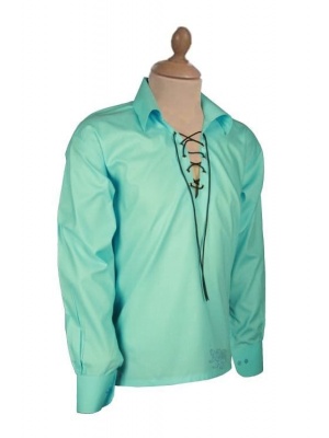 Chemise de Jacobite Ghillie de turquoise sur mesure