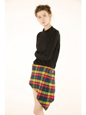 V-Cut Tartan Skirt | jupe écossaise