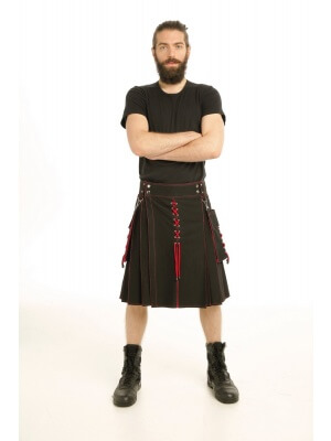 BLACK AND RED HYBRID KILT