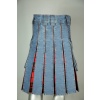 WASHED DENIM TARTAN HYBRID KILT
