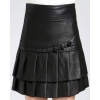 Mini-Jupe En Cuir Avec Plis