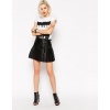 Courroies De Côté De Mini Leather Skirt With Multi