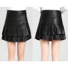Mini-Jupe En Cuir Avec Plis