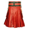 Kilt À La Mode En Cuir Rouge Et Noir