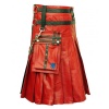 Kilt À La Mode En Cuir Rouge Et Noir