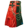 Kilt À La Mode En Cuir Rouge Et Noir