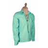 Chemise de Jacobite Ghillie de turquoise sur mesure