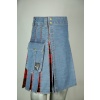 WASHED DENIM TARTAN HYBRID KILT