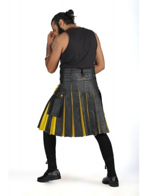 Yellow Exotic Hybrid Leather Kilt