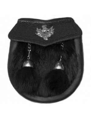 Escarcelle Écossais De Kilt De Fourrure Noire De Lapin De Garçons