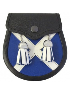 Escarcelle De Cuir De Saltire D'écossais De Garçons Avec 2 Glands Et Ceinture Gratuite