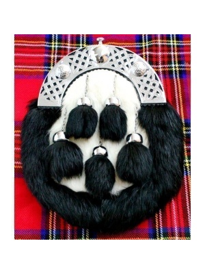 Black and White Full Dress Rabbit Fur Sporran