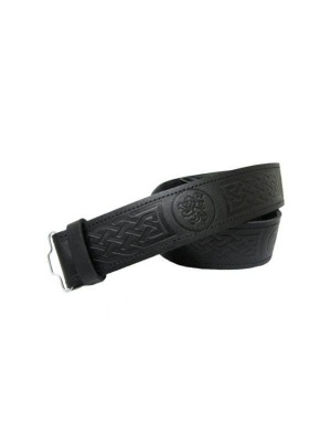 Ceinture En Cuir Noire De Lion Rampant Embossed Leather Kilt