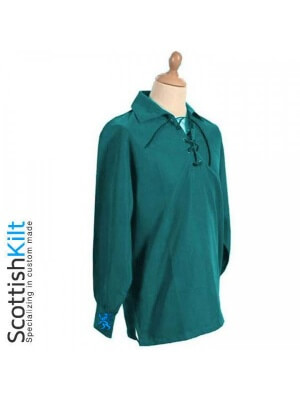 Chemise De Jacobite Ghillie De Vert De Bouteille