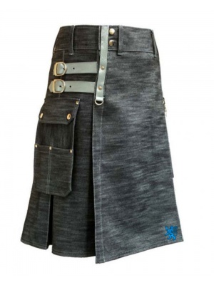 Kilt denim utilitaire pour hommes élégants`