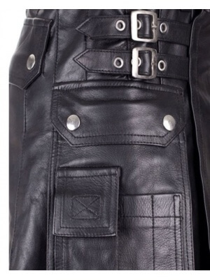 Kilt En Cuir Avec Doubles Poches À Charge