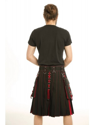 BLACK AND RED HYBRID KILT