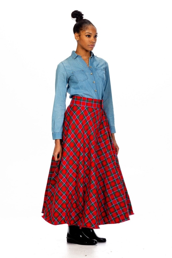 Long Tartan Skirt - Velcro