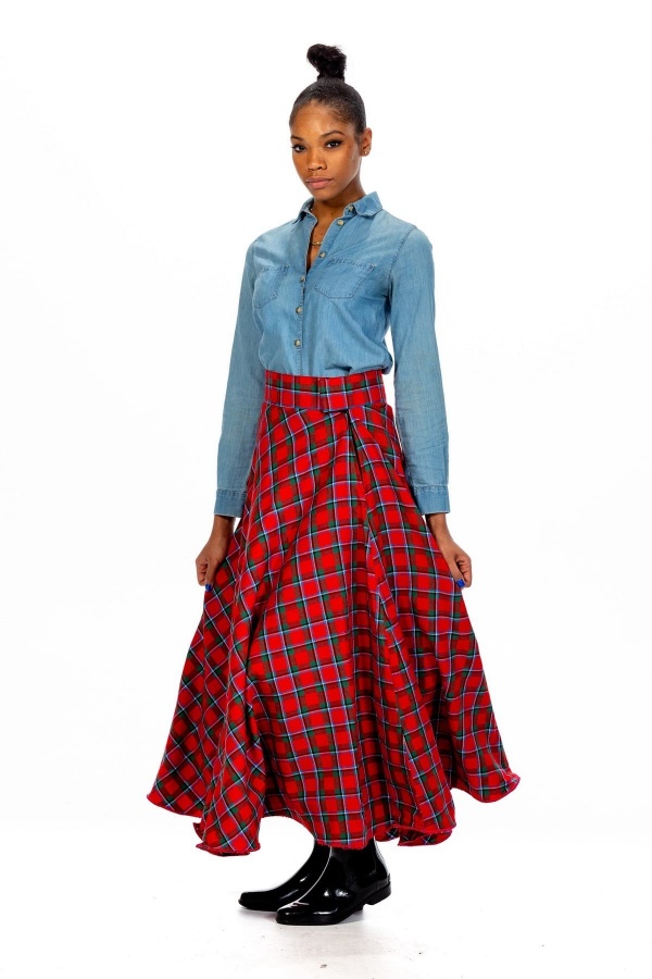 Long Tartan Skirt - Velcro