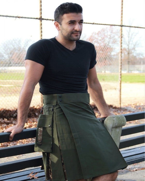 Kilt hybride tactique - Camo à Carreaux Plissé