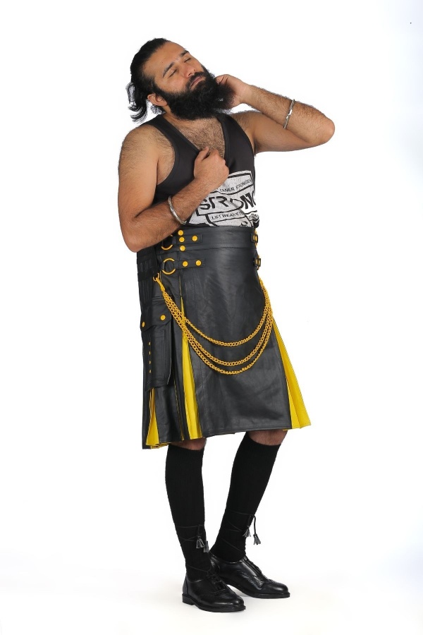 Yellow Exotic Hybrid Leather Kilt