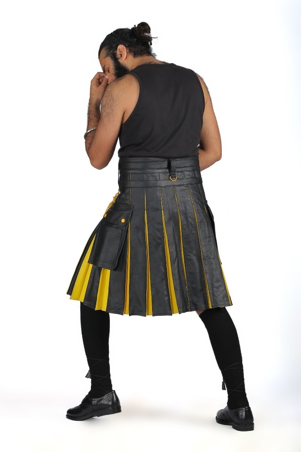 Yellow Exotic Hybrid Leather Kilt