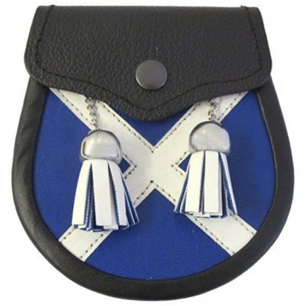 Escarcelle De Cuir De Saltire D'écossais De Garçons Avec 2 Glands Et Ceinture Gratuite