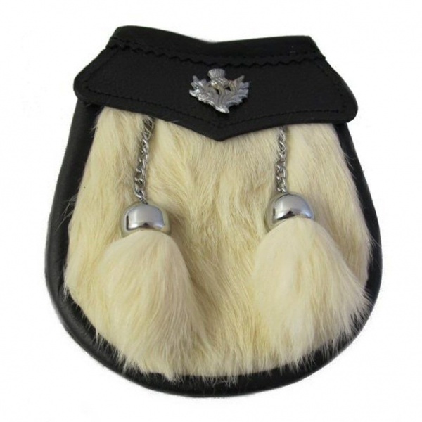 Escarcelle/Poche Écossais De Kilt De Lapin Blanc De Garçons Avec L'insigne De Chardon