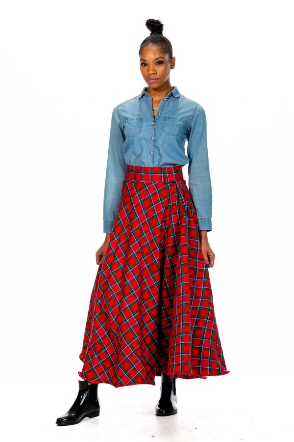 Long Tartan Skirt - Velcro