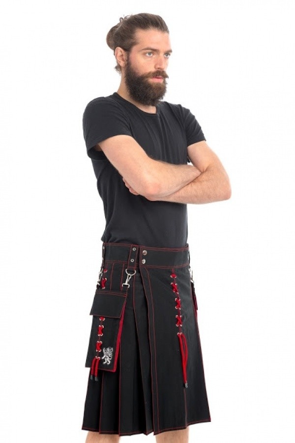 BLACK AND RED HYBRID KILT