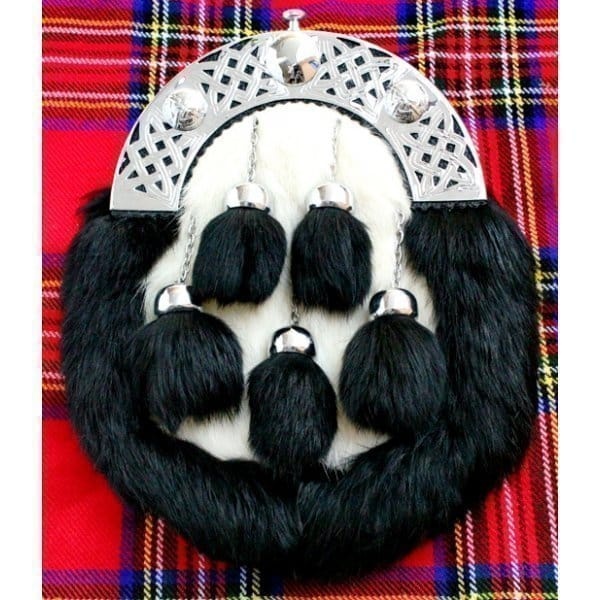 Black and White Full Dress Rabbit Fur Sporran