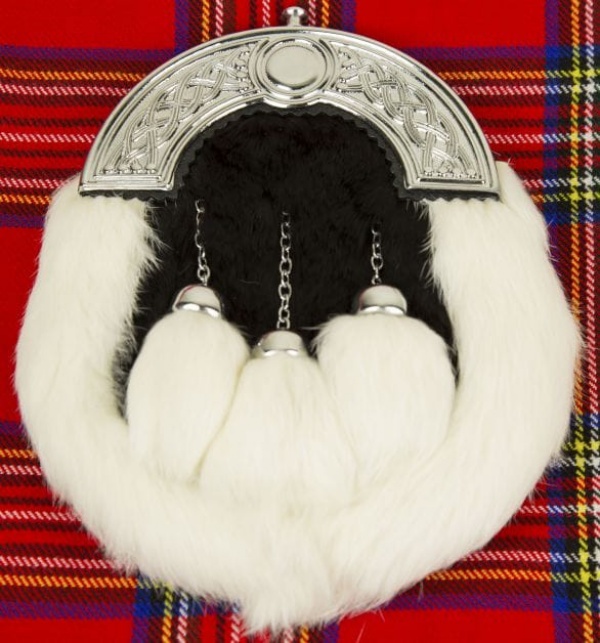 Escarcelle De Cérémonie Noir Et Blanc Avec Trois Tessels