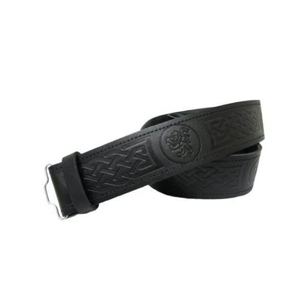 Ceinture En Cuir Noire De Lion Rampant Embossed Leather Kilt