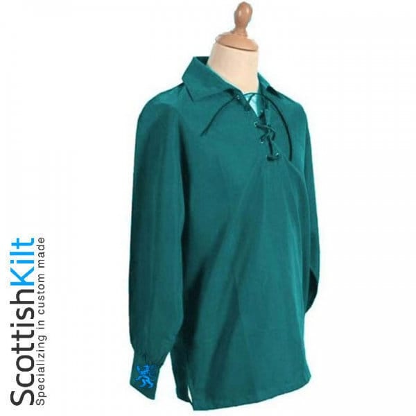 Chemise De Jacobite Ghillie De Vert De Bouteille