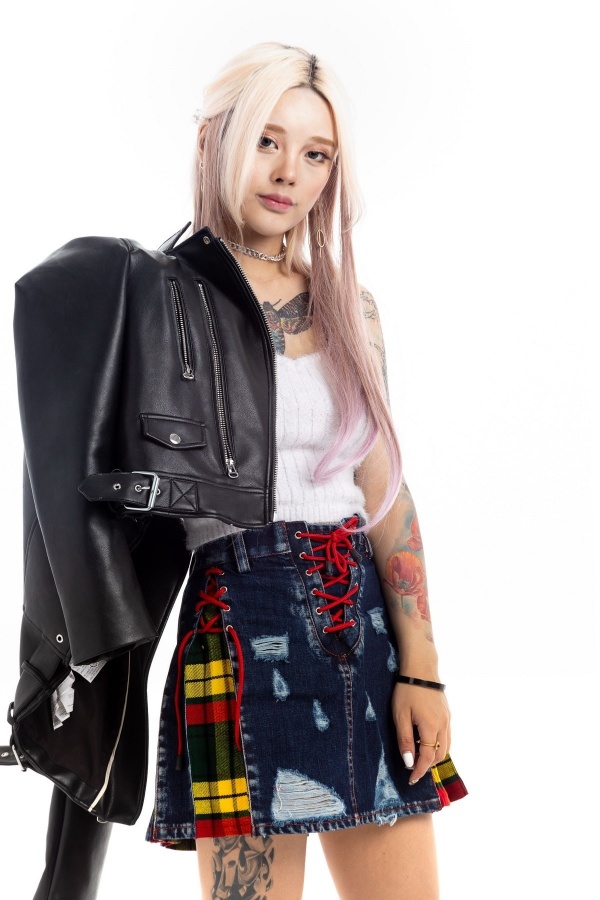 Stylish Denim Tartan Skirt