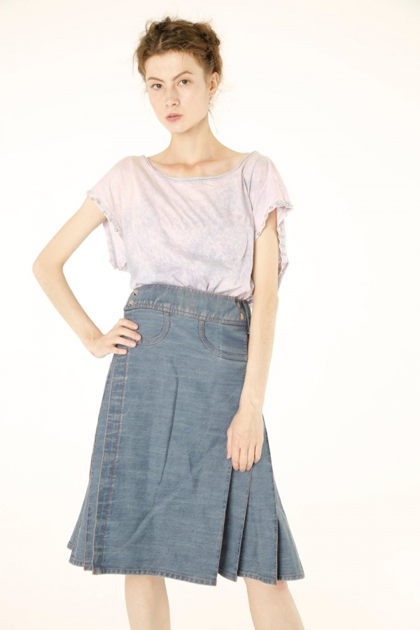 Women Denim Long Kilt