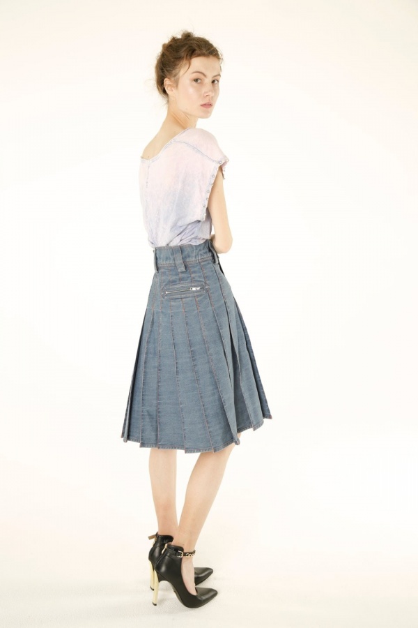 Women Denim Long Kilt