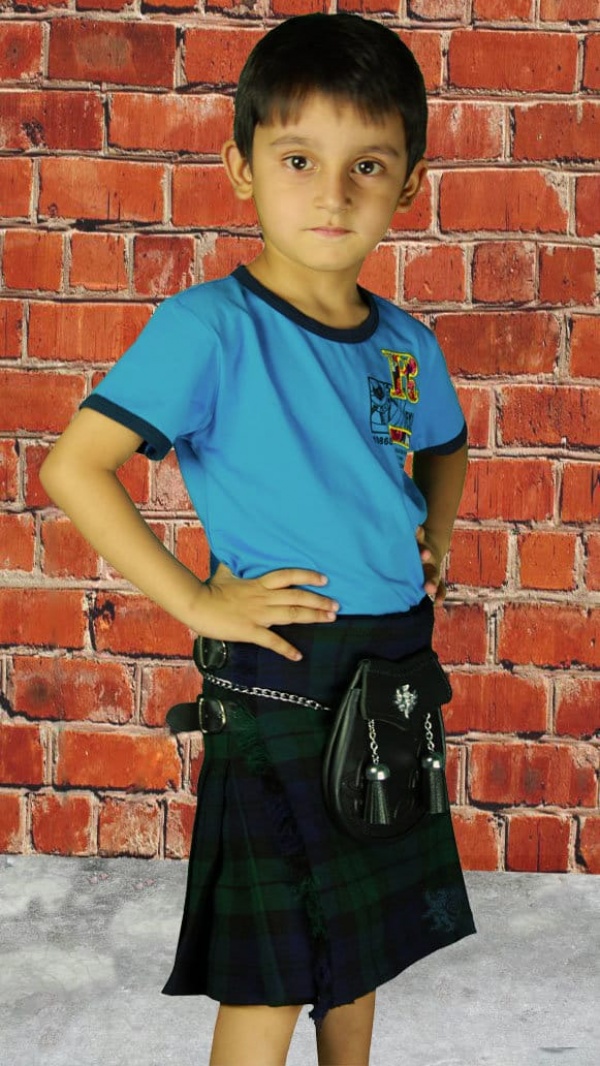 Kilt Noir De Tartan De Bébé De Montre 