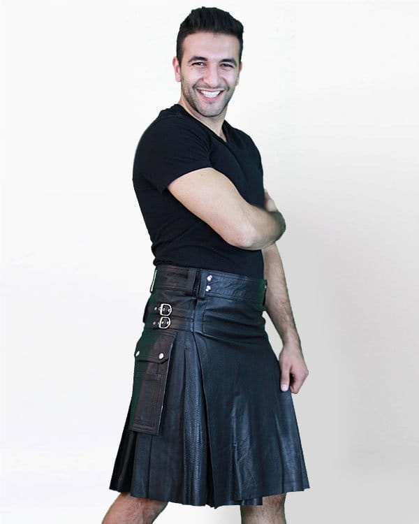 Kilt En Cuir Avec Doubles Poches À Charge
