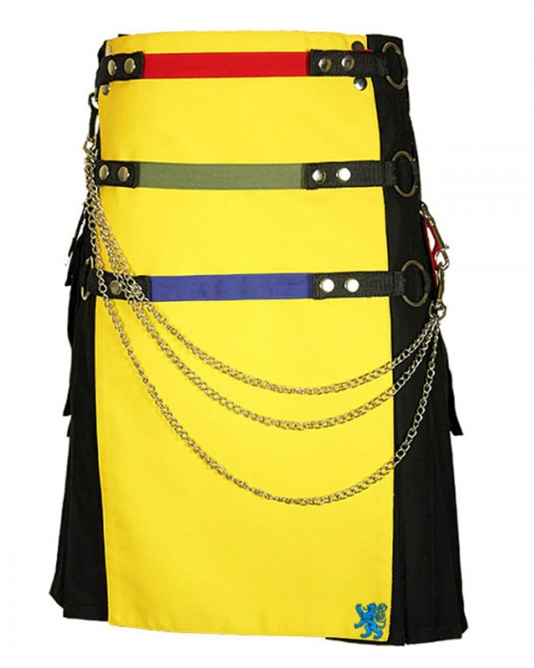 Kilt De Mode Avec Tablier Et Poches Multi Couleur