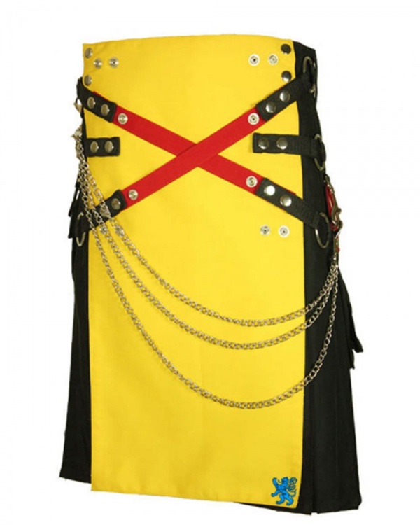 Kilt De Mode Avec Tablier Et Poches Multi Couleur