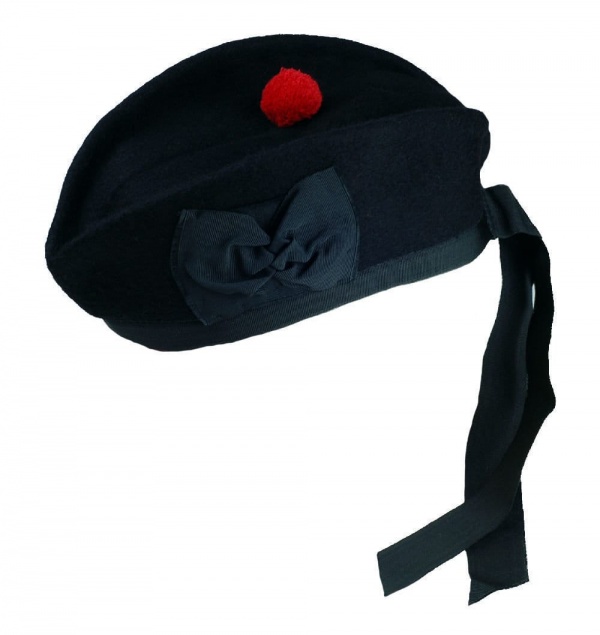 Chapeau Noir Simple De Glengarry Avec Le Pompon Rouge
