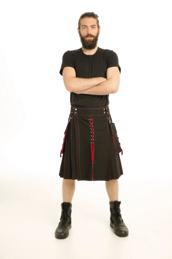 BLACK AND RED HYBRID KILT